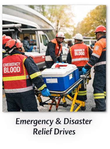 Emergency blood donation setup during disaster relief